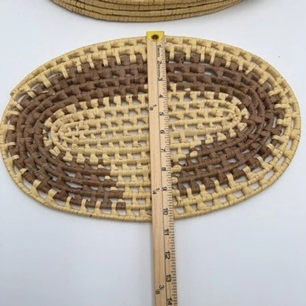 Unbranded Woven Placemats Set‎ of 6 OS Tan Brown Good Rustic Boho Oval Straw